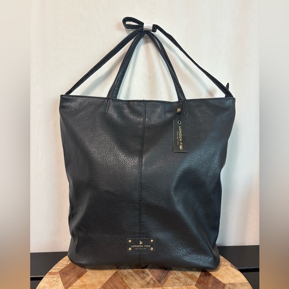 ✨NWT London Fog Laura Large Black Slouchy Tote Bag - Picture 2 of 10